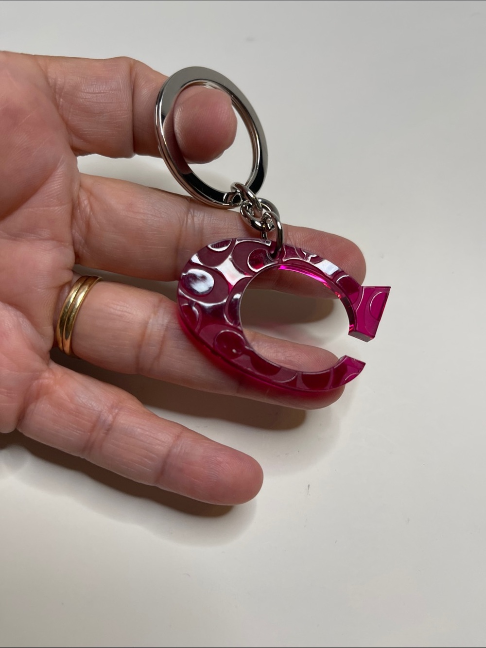 Coach Pink 'C' Acrylic Keychain with Hot Pink Coach Pen - Picture 2 of 6
